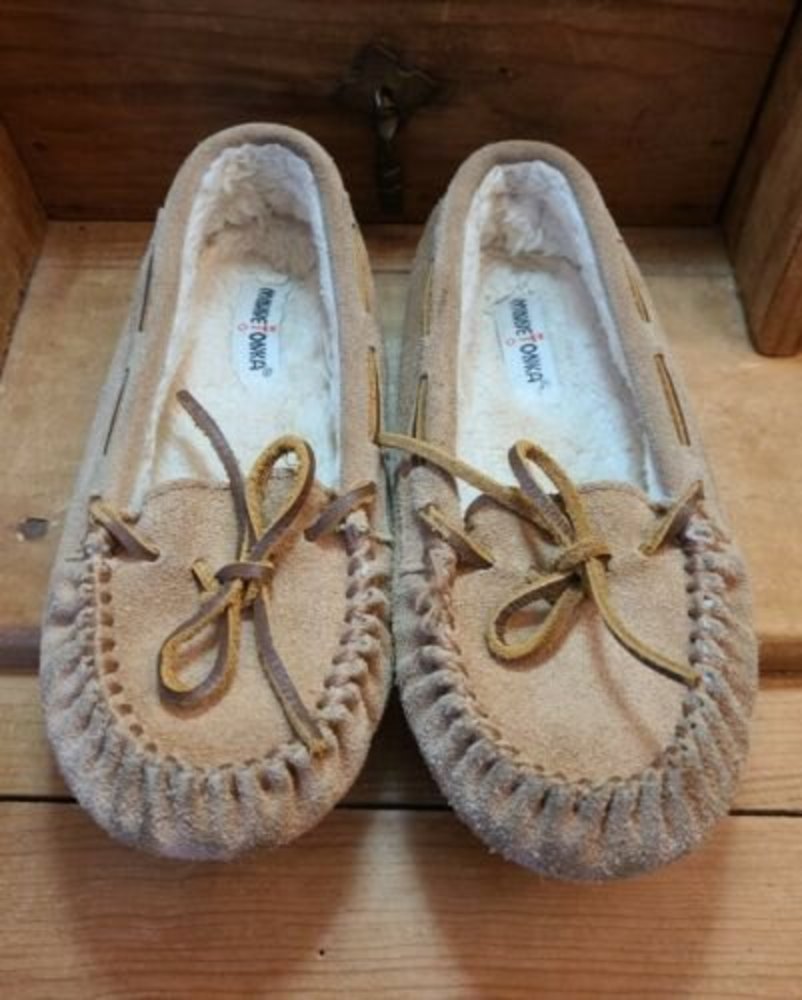 Minnetonka Kids Brown Slippers Sz 1 Fleece Lined